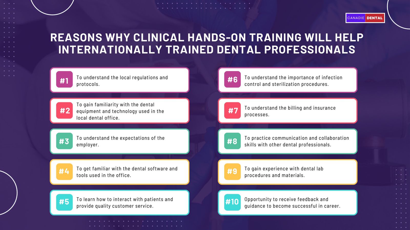 Reasons why clinical hands-on training will help Internationally Trained Dental Professionals 